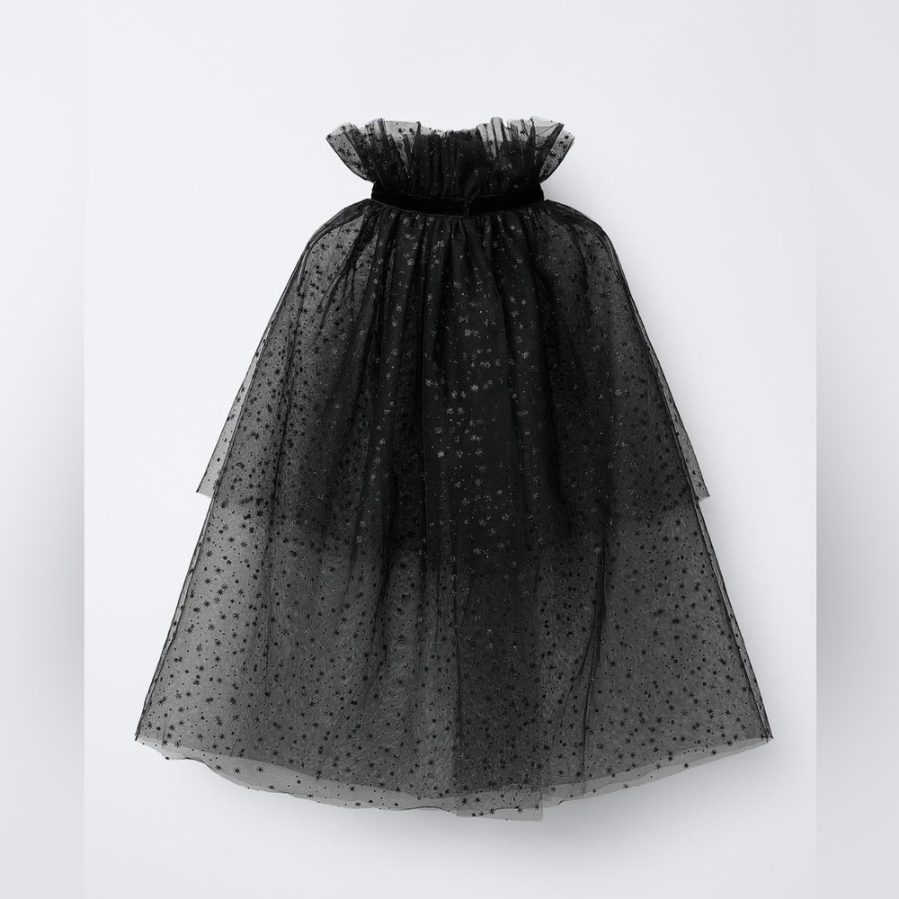 ZARA Kids Sparkly Costume Cape Black Sz 6 to 14 years NEW